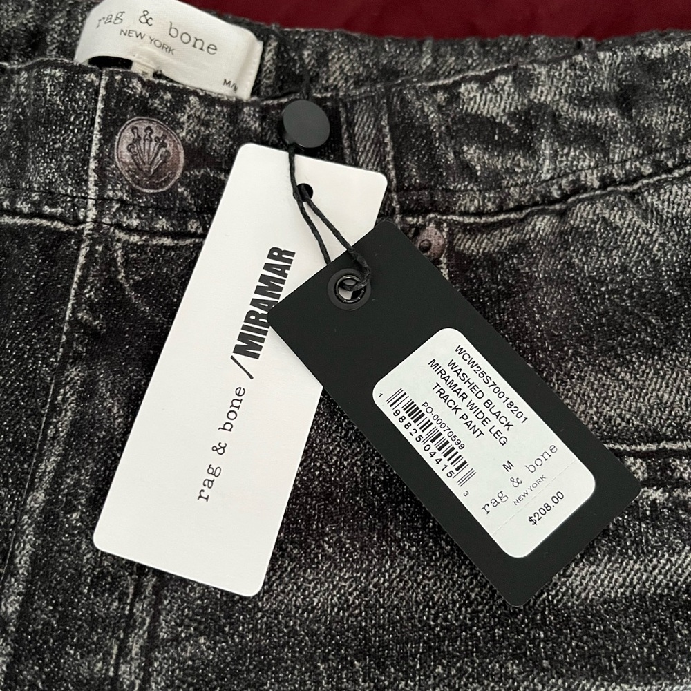 Rag & Bone Miramar Wide Leg Track Pants-Washed Black